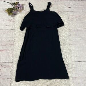 Wilfred Aritzia Black Ruffle Hem Ellipse Crepe Mini Dress